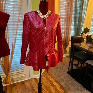 Peplum Faux Leather Jacket